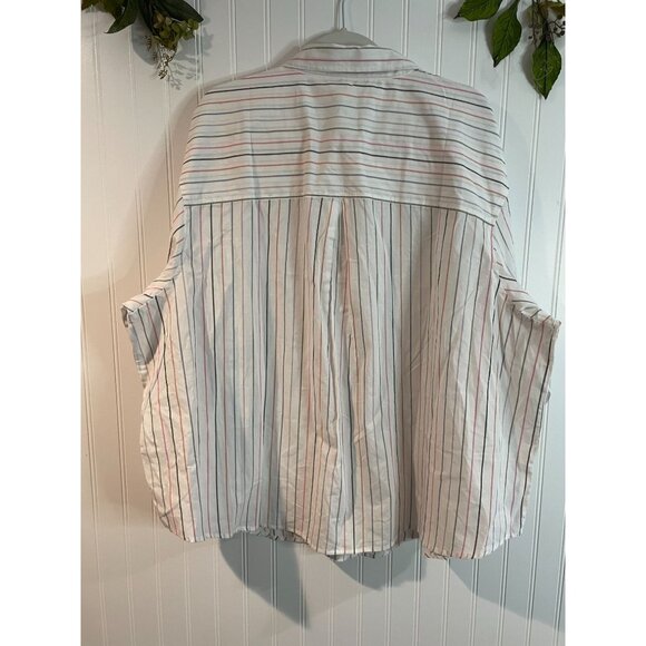 Maurices Womens Striped Button-Down Shirt 2X 100% Cotton White Multi-Color - Picture 2 of 13